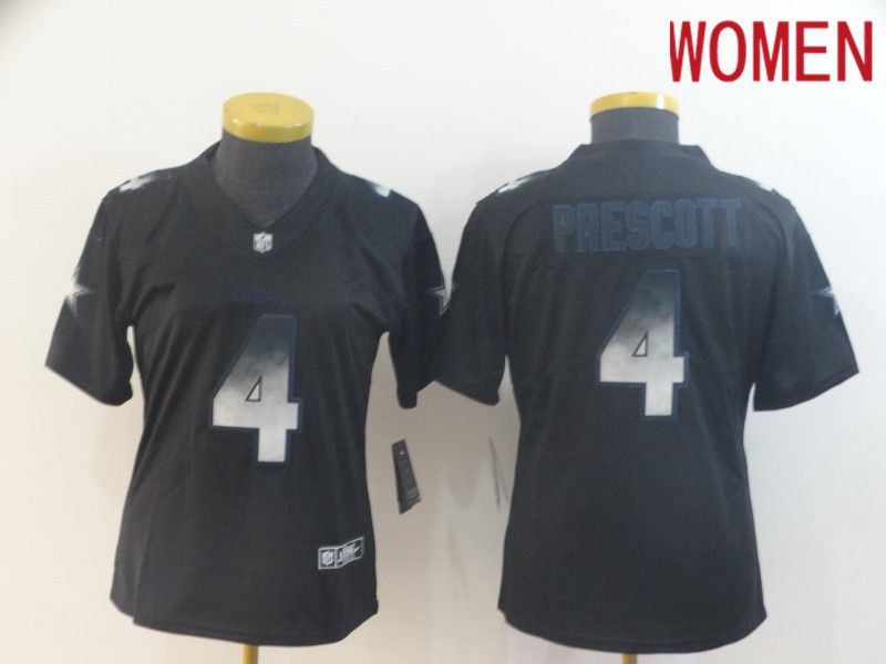 Women Dallas cowboys #4 Prescott Nike Teams Black Smoke Fashion Limited NFL Jerseys->youth nfl jersey->Youth Jersey